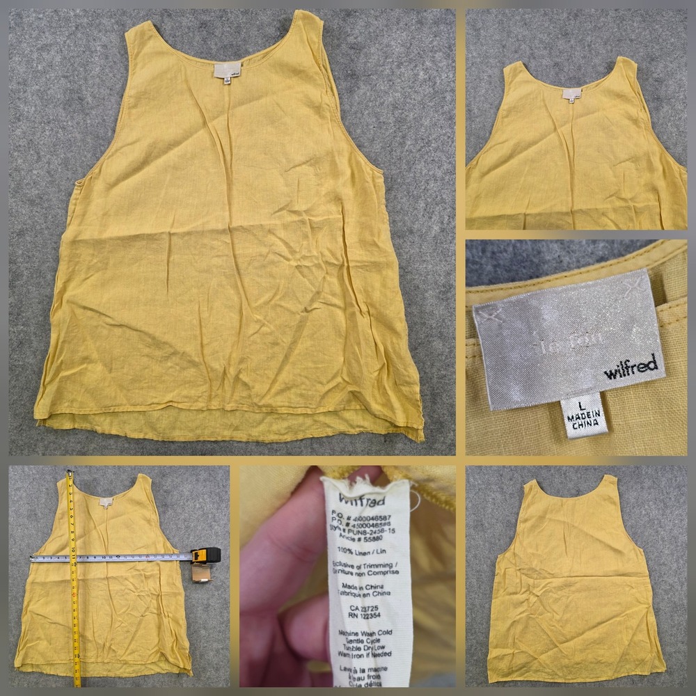 Wilfred Tank Top Womens L Yellow 100% Linen Scoop Neck Sleeveless Casual Summer
